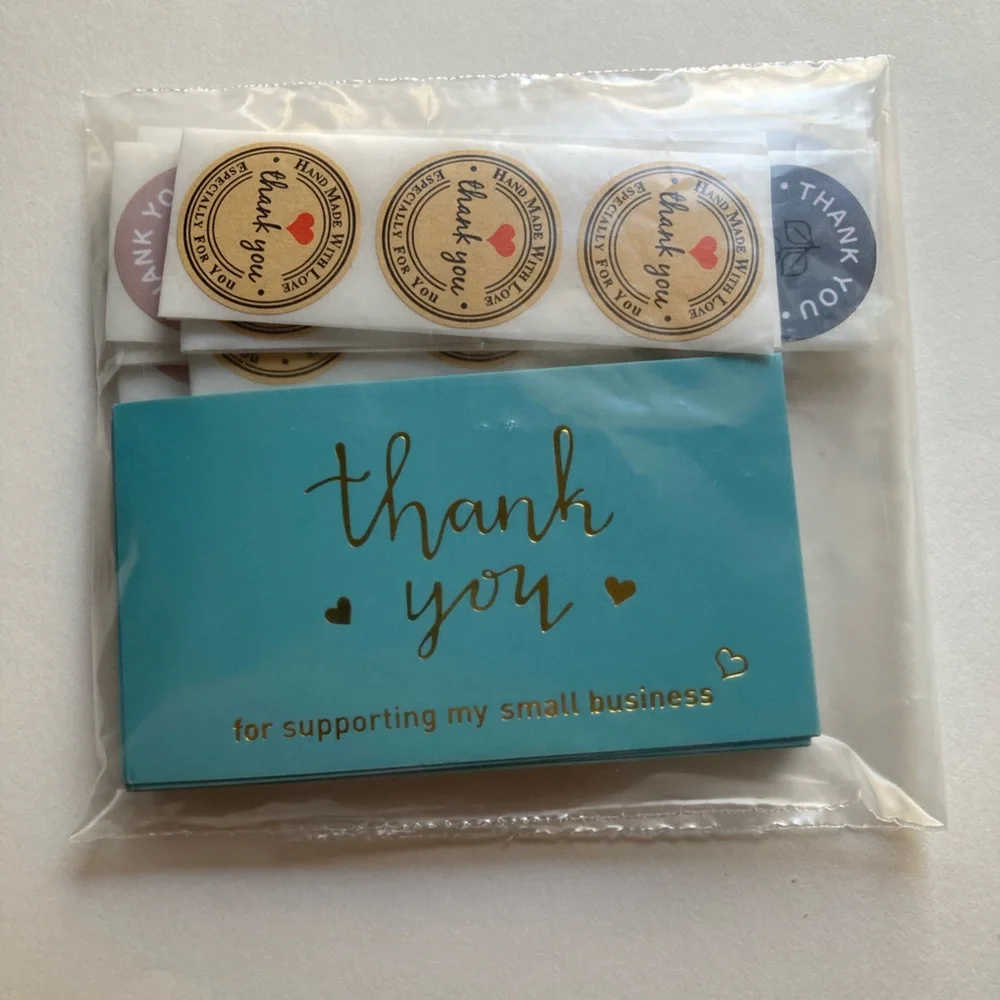 90 Pieces 25 Thank You Cards 25 Hand Made Stickers 40 Thank You Stickers
